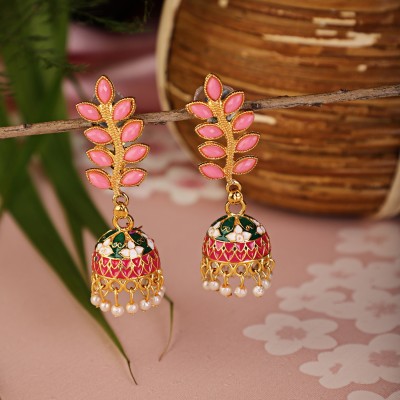 Shining Diva Latest Stylish Traditional Gold Plated Jhumki Earrings Pearl Alloy Jhumki Earring