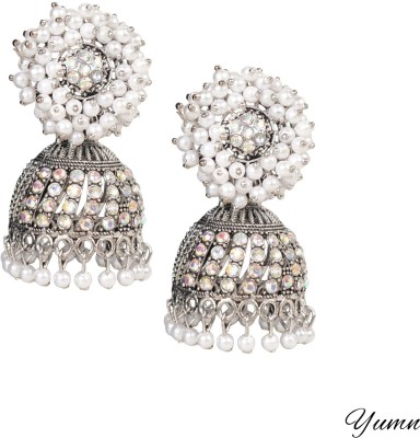 Yumn Beautiful White Beads Jhumki Alloy Jhumki Earring