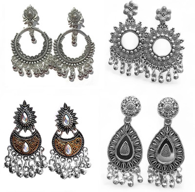 Jhumka Street Dual Tone jhumka Earrings for girls and Women stylish Pack of 4 Alloy Jhumki Earring