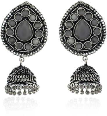 Papered Stones Studded Leaf Motifs Alloy Jhumki Earring