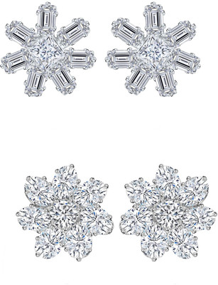 VIGHNAHARTA Elegant Beautiful Rhodium Plated Solitaire Stud Earring Combo-2 Cubic Zirconia Alloy Earring Set