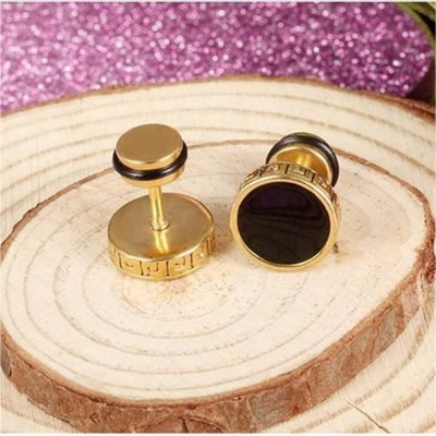 house of common Stylish Gold Plated Black Onyx Studs Onyx Brass Stud Earring