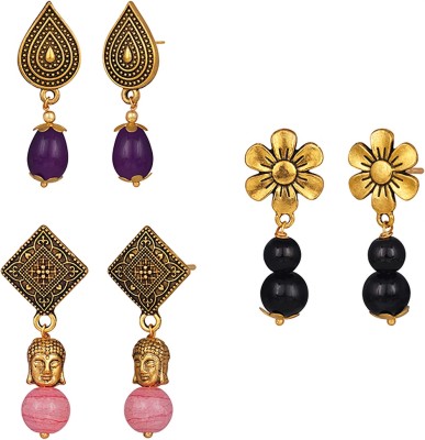 JFL - Jewellery for Less Plated Handmade Beaded Dangler Earring for Women and Girls.(Combo of 3) Alloy Drops & Danglers