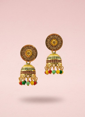 Kaveeshree MULTICOLOUR GOLD JHUMKHA Alloy Earring Set