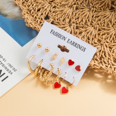 FFSTYLE Gold Plated Drop Earrings combo of 6 Pair for Women and Girls Metal Earring Set Alloy Drops & Danglers