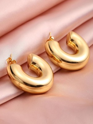 VAGHBHATT Stainless Steel Half Hoop Earrings Enamel Hoop Earring