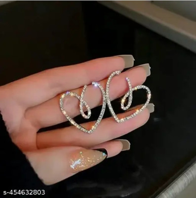 RISHASTYLE Heart shaped korean temperment shining earrings Zircon Alloy Stud Earring