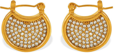 Diving Swan Diya Pave Crescent Hoops - Gold Stainless Steel Hoop Earring