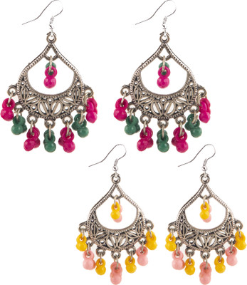Creative Frogs Creative Frogs Oxidized Beaded Earrings Combo Alloy Jhumki Earring