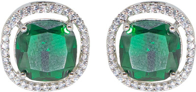 Manikya MANIKYA Brass AD Rhodium Plated Earings Tops With Hydro Colour CZ Stones Cubic Zirconia Brass Stud Earring
