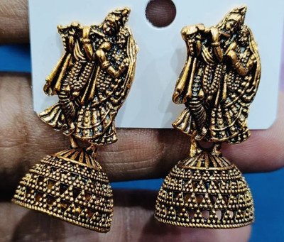 SAKETHAM Golden Lakshmi Blessings Alloy Jhumki Earring