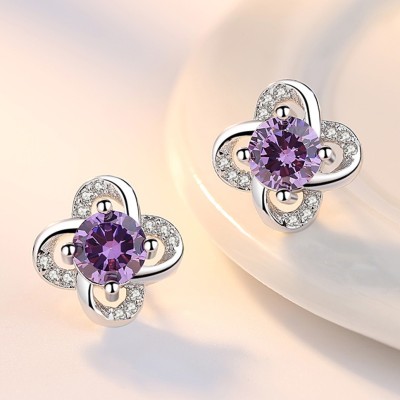 MYKI Elegant Star Zircon Sterling Silver Plated Earrings For Women & Girls Cubic Zirconia Stainless Steel Stud Earring