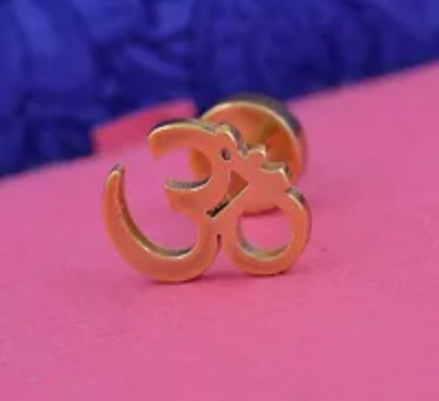 house of common Stylish Gold Plated Om Stud Earring Brass Stud Earring