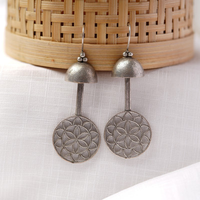 Sanseeta Ghantika- Silver Brass Oxidised dangler earrings Zircon Brass Drops & Danglers