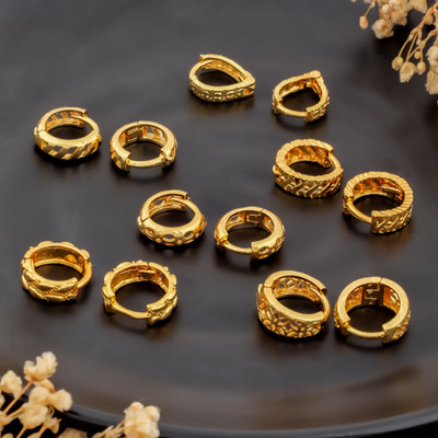 Weroxa Combo of 6 Brass Huggie Earring