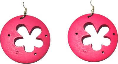 La Belleza Pink Wooden Earring Wood Hoop Earring