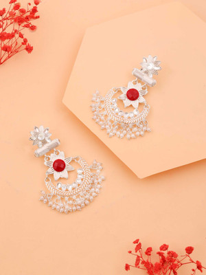 Sangria Silver Plated Earring for Women & Girls Diamond Brass Drops & Danglers