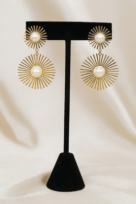 FARYRA sun drop earrings Pearl Stainless Steel Drops & Danglers