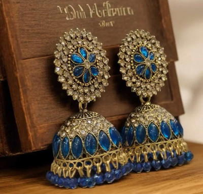 maanya Wedding Traditional Jhumka earrings for girls women Crystal Alloy Jhumki Earring