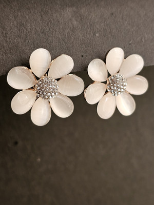 pinkscollection Flower Earrings Crystal Alloy Rhinestone Studs