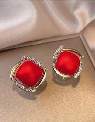 Risha Korean red gold plated stone earrings for girls and women Zircon Stone, Alloy Stud Earring, Clip-on Earring, Earring Set