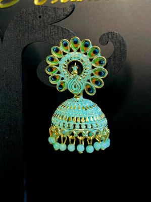 HENGER earwo-je-green7@ Pearl Brass Jhumki Earring