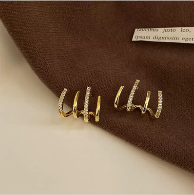 BHAWANA COLLECTION STUDS EAR RING FOUR LINE WITH WHITE NAG FINISHING Alloy Stud Earring