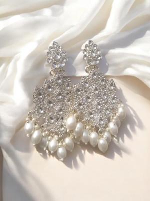 Shinecraft Beautiful Elegant Traditional Chandelier Earring For Girls And Women Zircon, Cubic Zirconia Alloy, Brass, Crystal Drops & Danglers, Jhumki Earring