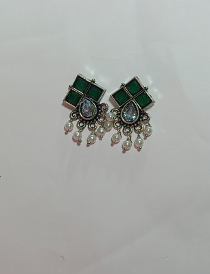 AZTAZ Silver Grace Polki Earrings Alloy Stud Earring