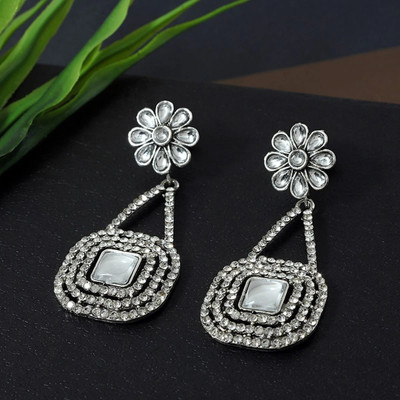 ANOUK Anouk Gold Plated Rhinestones Studded Dangler Earrings for Women and Girls Brass Drops & Danglers