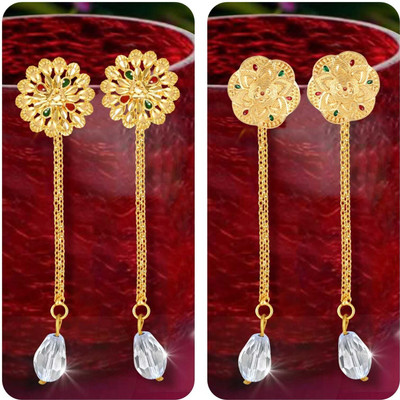VIGHNAHARTA Removable Studs 2 pair Stud 1 chain drop earring for women and Girls Crystal Alloy Drops & Danglers, Stud Earring