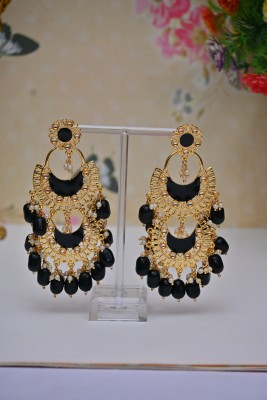 VaamikaC Gold-Plated Layered Chandbali Earrings Beads Alloy Chandbali Earring