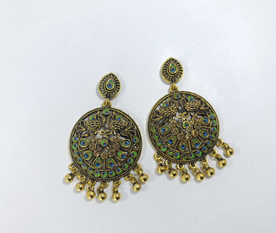 AZTAZ Elegant Antique Gold Peacock Design Alloy Chandbali Earring