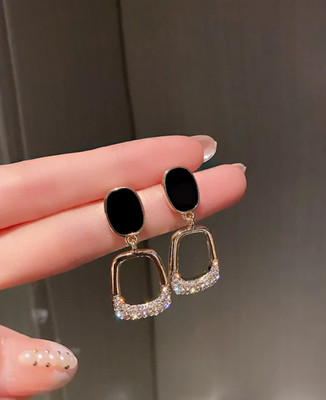 glamourgeekstudio Fashionable Latest Partywear Stylish Korean And Western Earrings Cubic Zirconia, Emerald Alloy, Alloy Drops & Danglers