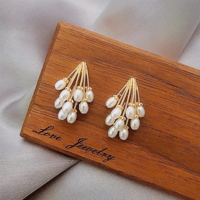 Jewels Galaxy Beautiful Pearl Vine Korean Drop Earrings Pearl Alloy Drops & Danglers