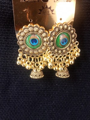 Yavikacreation Artificial peacock earrings Alloy Jhumki Earring