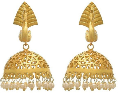 TAP Fashion Ethnic Peacock Gold Plated Designer Jhumka with Jali Work for Girls & Women, Copper Jhumki Earring