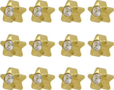 STUDEX 3MM Regular Star With Crystal 24K Pure Gold Plated Piercing Crystal Metal Stud Earring