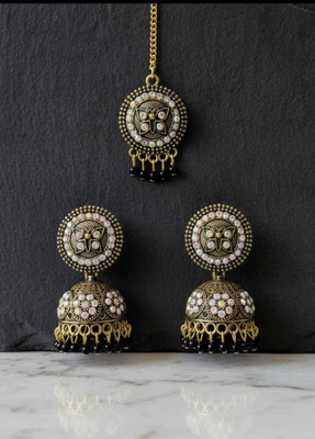 THEKAMAL Alloy Gold-plated Black, Gold Jewellery Set(Pack of 2)