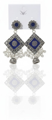 Sample Oxidised Silver Square Dangle Earrings Alloy Stud Earring