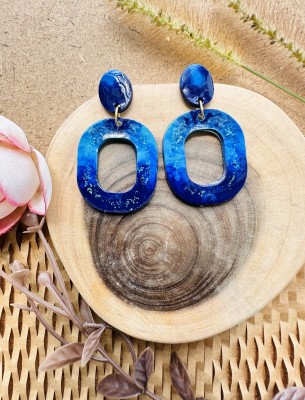 ReverseWheel ReverseWheel Handmade Blue & Aqua Resin Earring for women and girls Resin Drops & Danglers, Hoop Earring