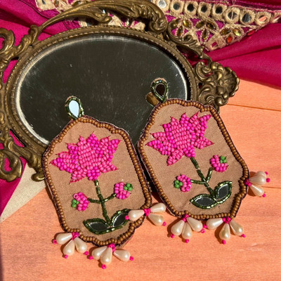 surakshit hub Raj Kumari Handmade Beaded Earring Fabric Earring Set