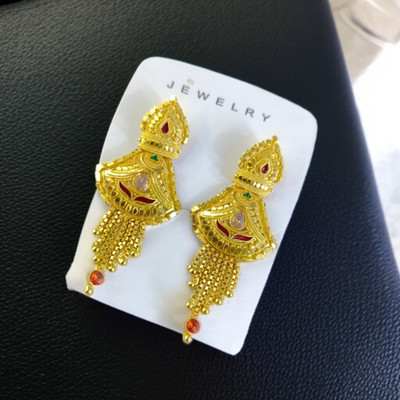 KAVY JEWELLRY 1 GRAM GOLD PLATED JHUMKI ( STUD ) EARRINGS FOR WOMEN/GIRLS. Cubic Zirconia Brass Chandbali Earring