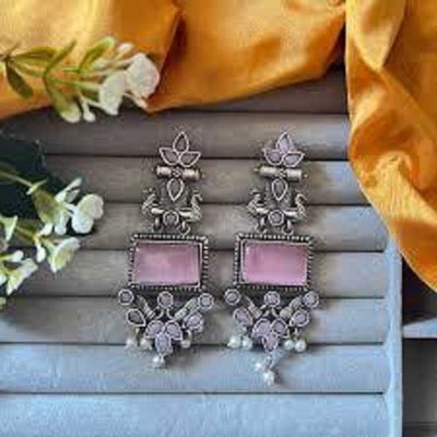 brado jewellery Silver Plated Earring for Women & Girls Diamond Brass Drops & Danglers