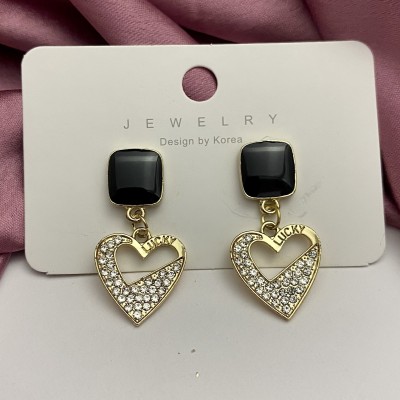 Vermag GOLDEN Stoen studded Heart Shaped Earrings Stainless Steel Clip-on Earring