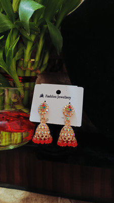 MHASAH Celestial Floral Crystal Jhumka Earring Crystal, Pearl Alloy Jhumki Earring