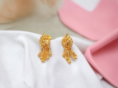 Royal Covering Latest Peacock Designed 1 Gram Gold Plated Jhumki Earring for Women & Girls, Copper, Brass Drops & Danglers