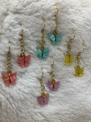 Jeps Butterfly Charm Drop Earrings Brass Drops & Danglers