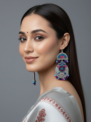alysa Meena Moti Mayur Alloy Chandbali Earring