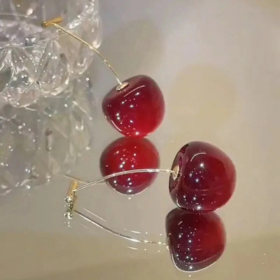 Exotique Cherry Earrings Korean Earrings Cherry For Women Red Colour Bts Collections Acrylic Drops & Danglers